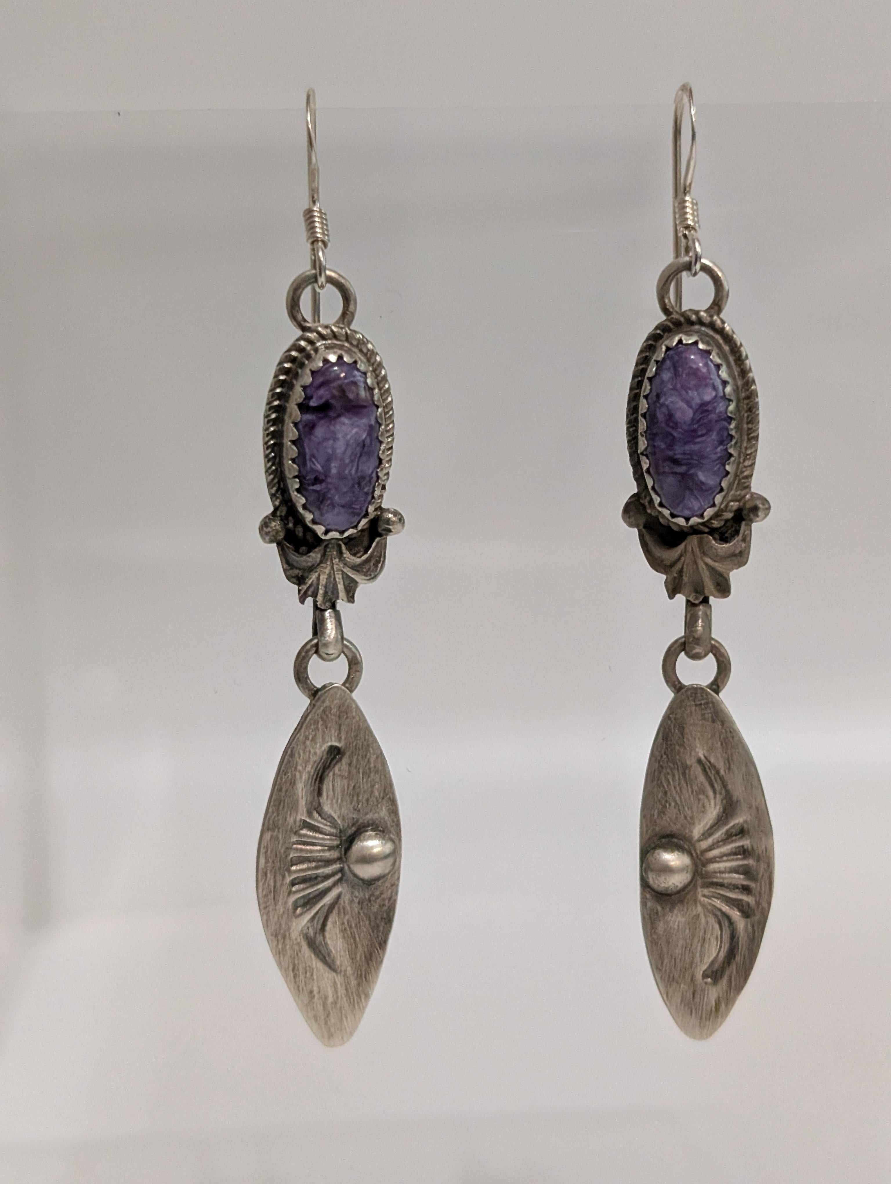 Sugilite and Silver Earrings, Mary Tso