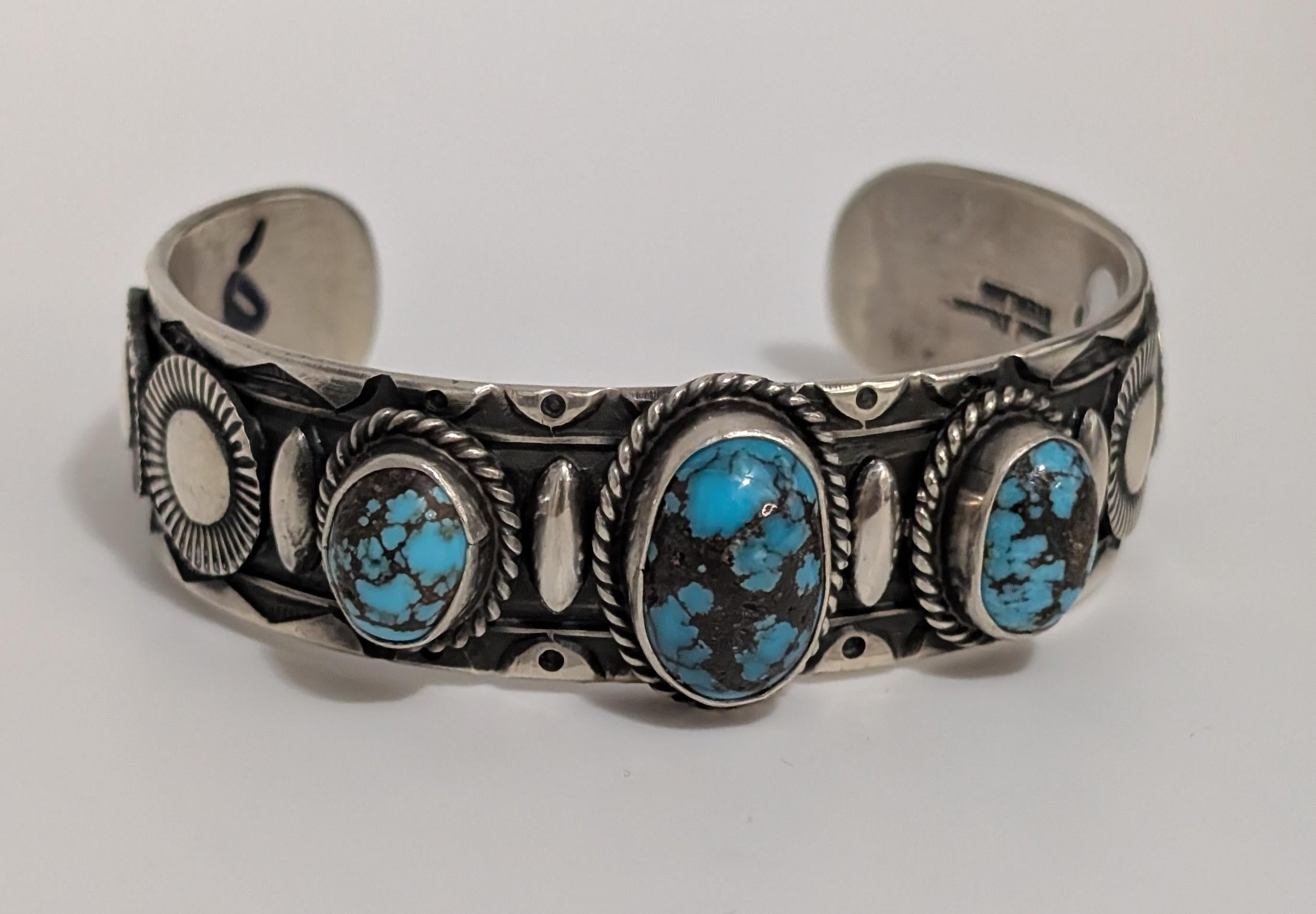 Roland Dixson Sterling Silver and Turquoise Bracelet