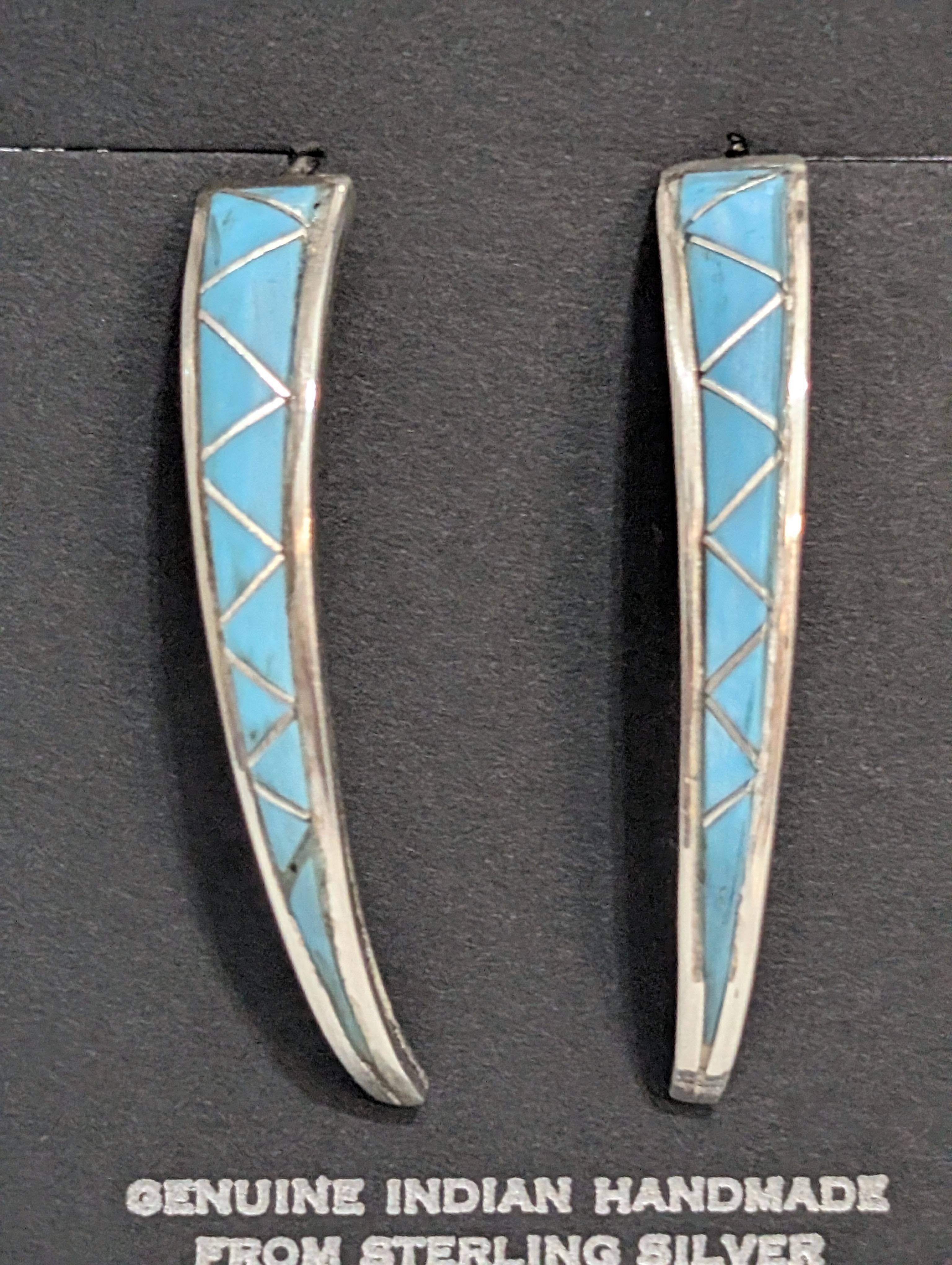Curved Sterling silver and Turquoise Inlay