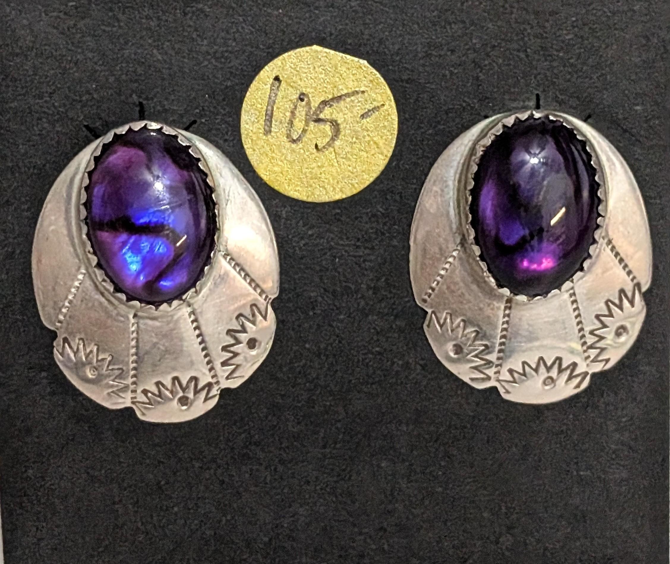 Earrings Sterling Silver and Purple