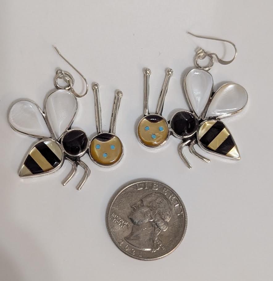 Inlay Bee Earrings, A. Ahiyite