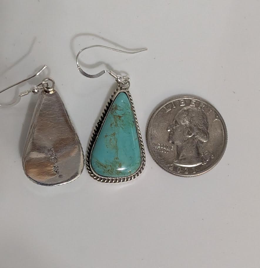 Turquoise Earrings, green, KY .925