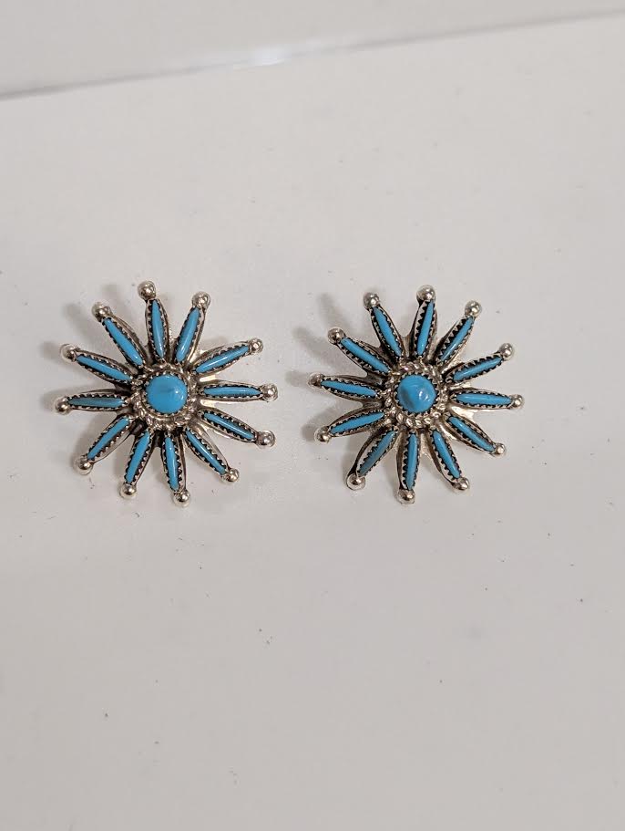 Turquoise Needle Point Flowers, Rena Cachini