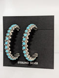 Zuni Needle Point Turquoise Hoops, M Quam