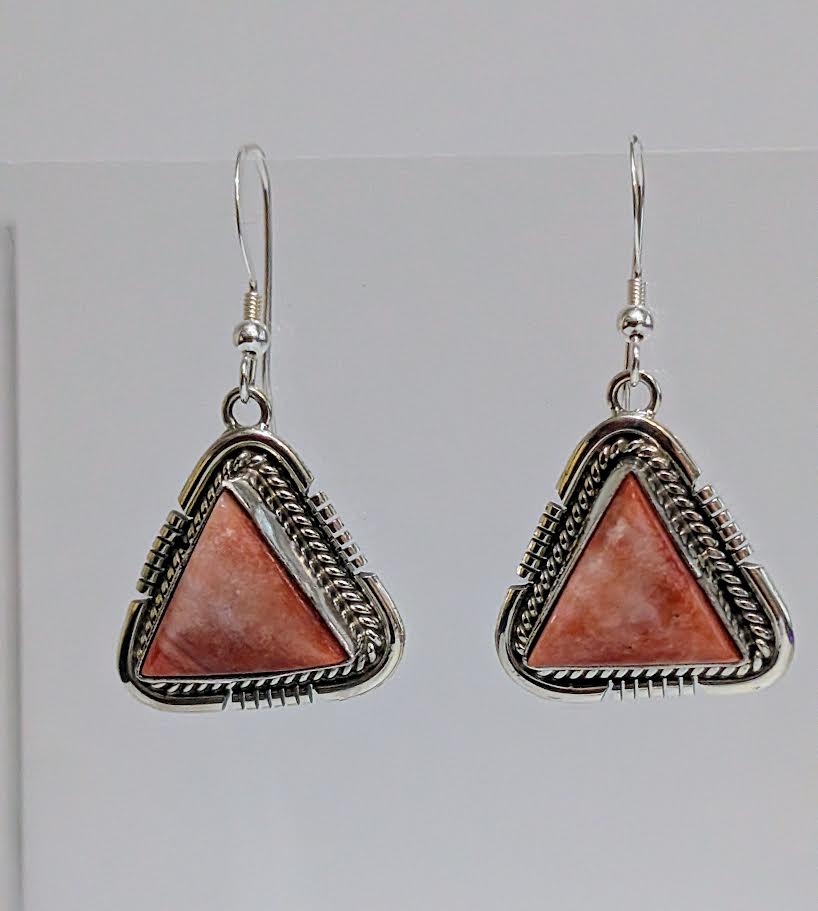 Triangle Spiny Oyster Earrings, KY .925