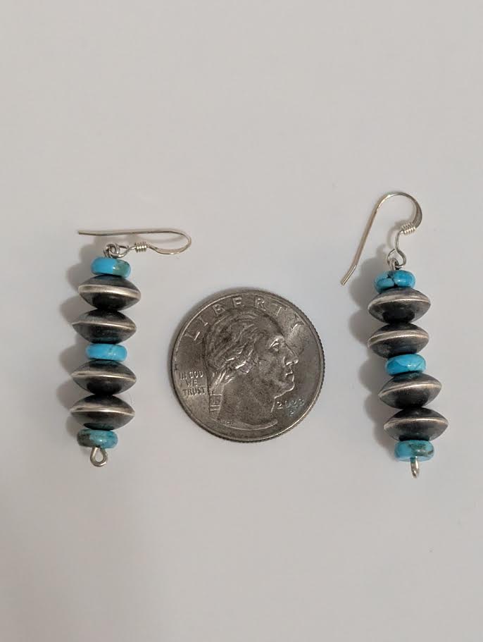 Sterling Silver and Turquosie Bead Earrings