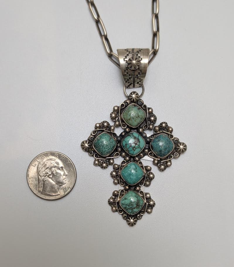 Cross Pendant, RP on 24" hand made chain