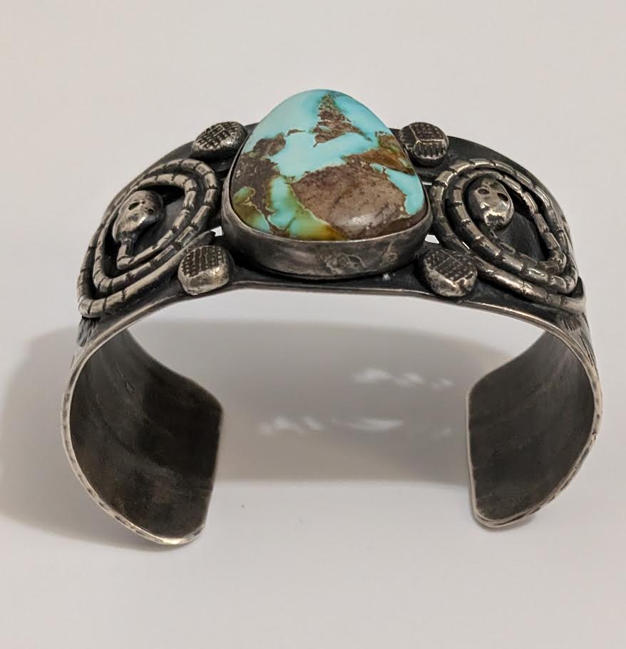 Sterling Silver Bracelet with Turquoise and snakes
