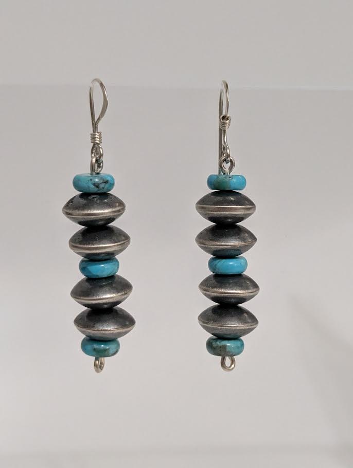 Sterling Silver and Turquosie Bead Earrings