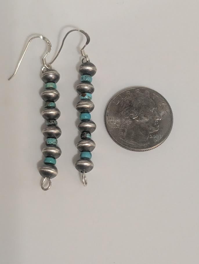 Sterling silver and Turq. Bead Earrings 1 strand