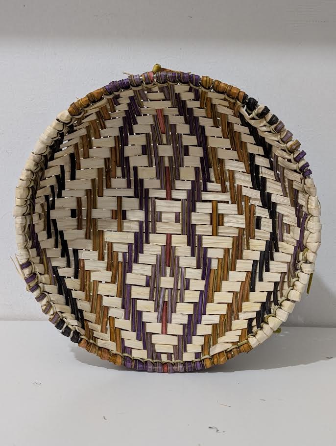 9" Hopi Basket, S Tenakhongva, Purples, orange, black, white