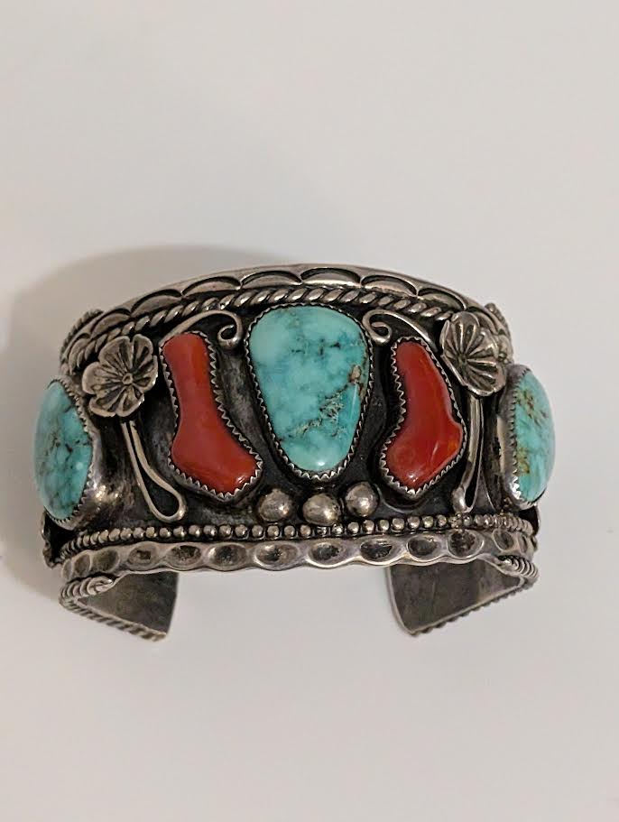 1970s Coral and Turquoise Bracelet