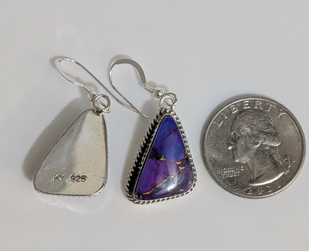 Purple Copper Turquosie Earrings, .925 KY
