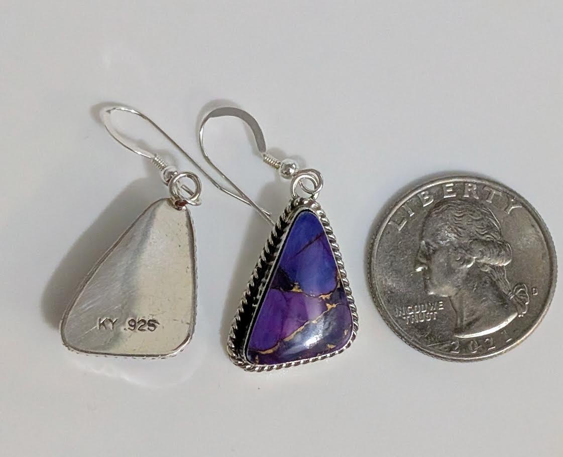 Purple Copper Turquosie Earrings, .925 KY