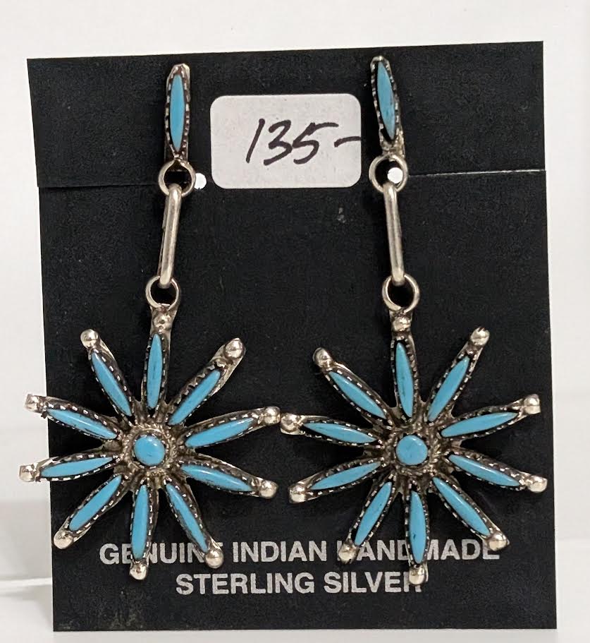 Turquoise Needle point Star earrings