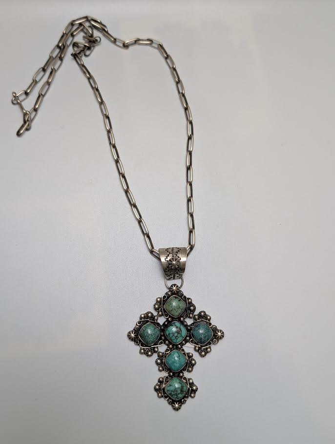 Cross Pendant, RP on 24" hand made chain