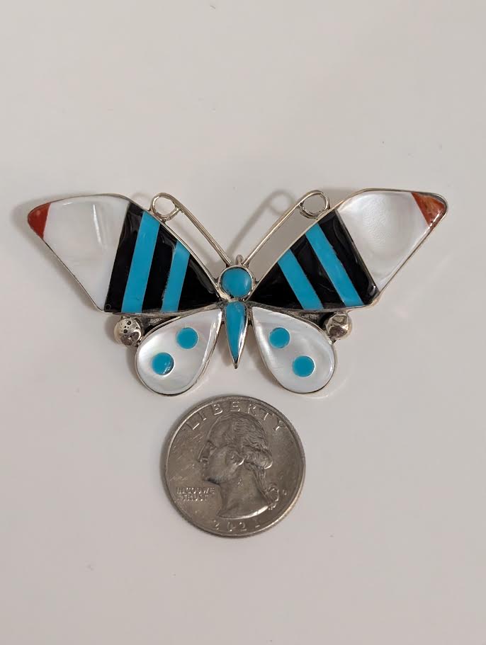 Butterfly Pin/Pendant, A Ahiyate, Zuni