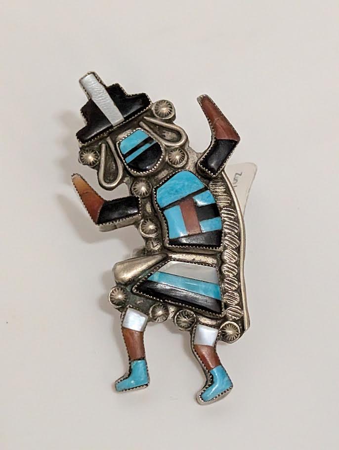 Zuni Inlay Dancing Kachina, Size 6.5