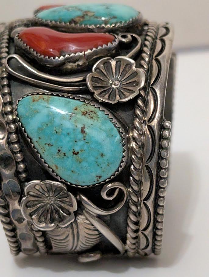 1970s Coral and Turquoise Bracelet