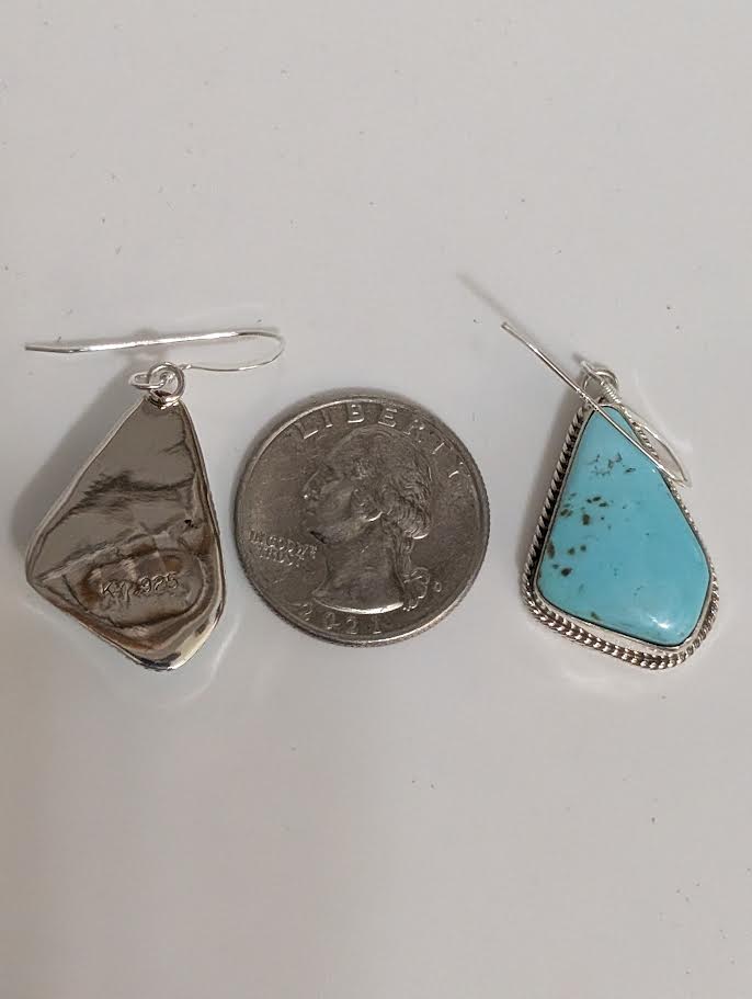 Turquoise Earrings, KY .925, blue