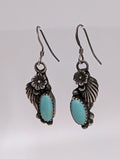 Sterling Silver Flower and Leaf w Oval Turquoise