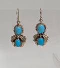 Sterling Silver Dangle Earrings w 2 Turquoise Stones