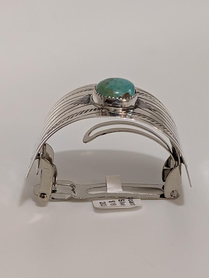 Hair Barette w Turquoise, Joann Silver