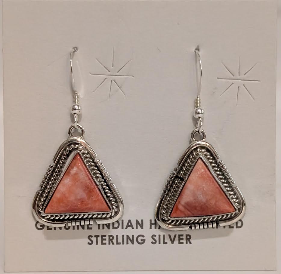 Triangle Spiny Oyster Earrings, KY .925