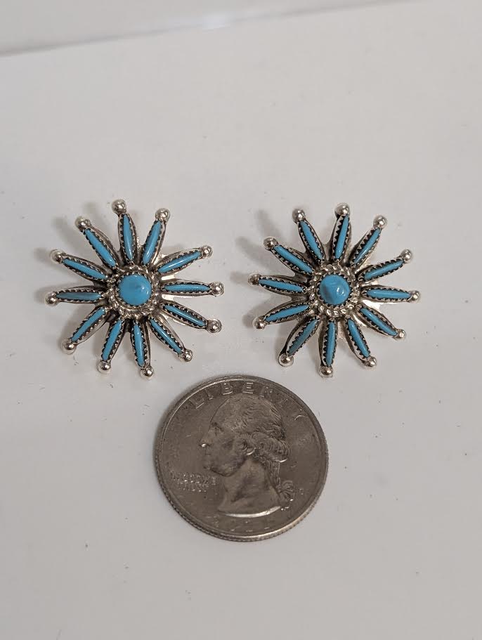 Turquoise Needle Point Flowers, Rena Cachini