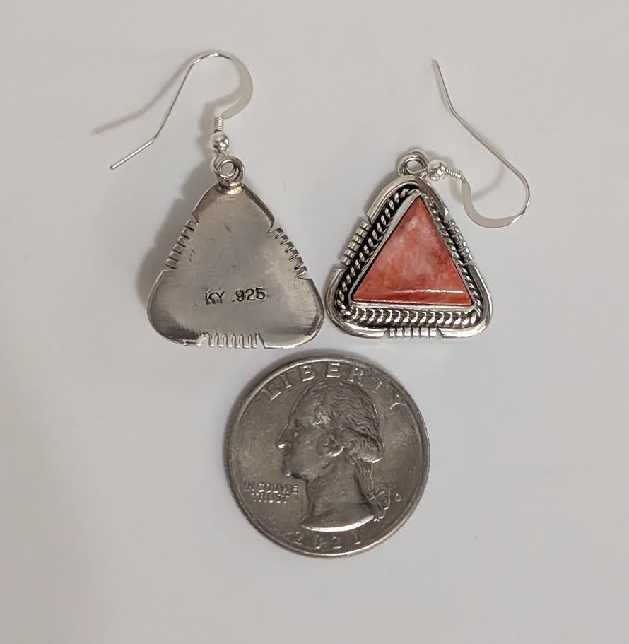Triangle Spiny Oyster Earrings, KY .925