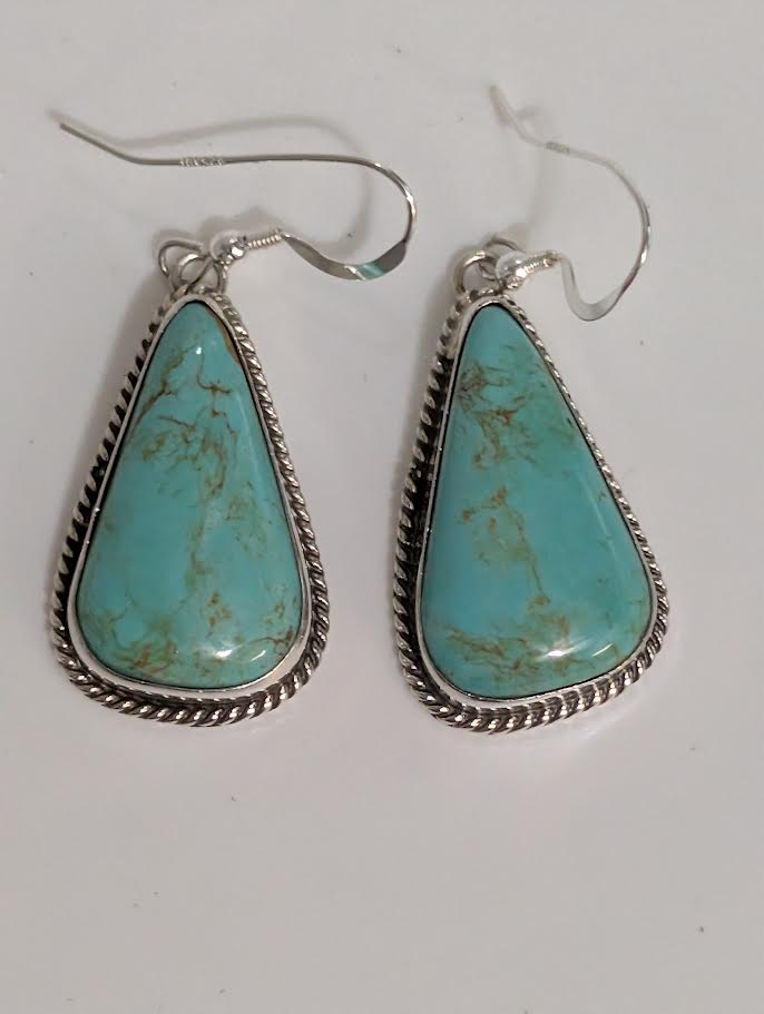 Turquoise Earrings, green, KY .925