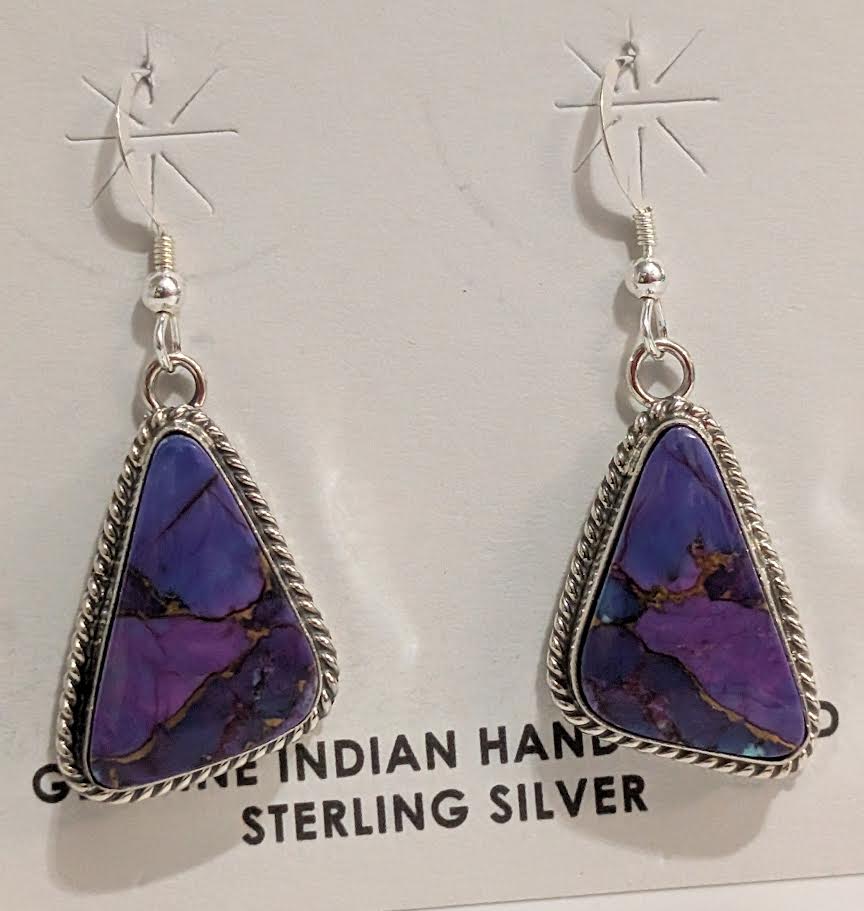Purple Copper Turquosie Earrings, .925 KY