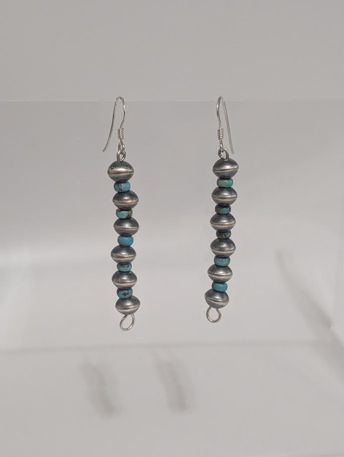 Sterling silver and Turq. Bead Earrings 1 strand