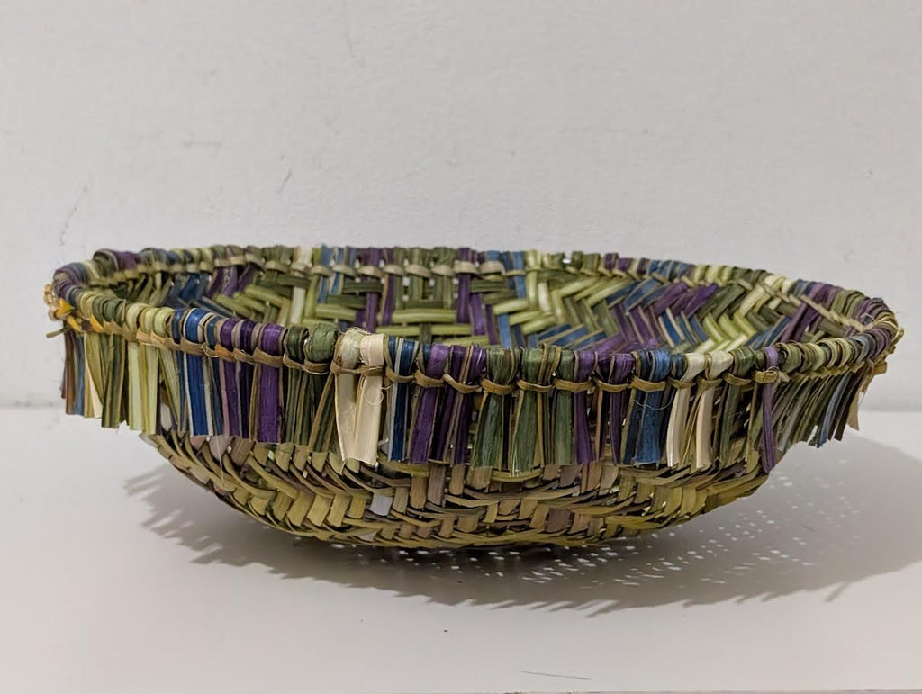 10"Hopi Basket, S Tenakhongva, Purple, Green Blue