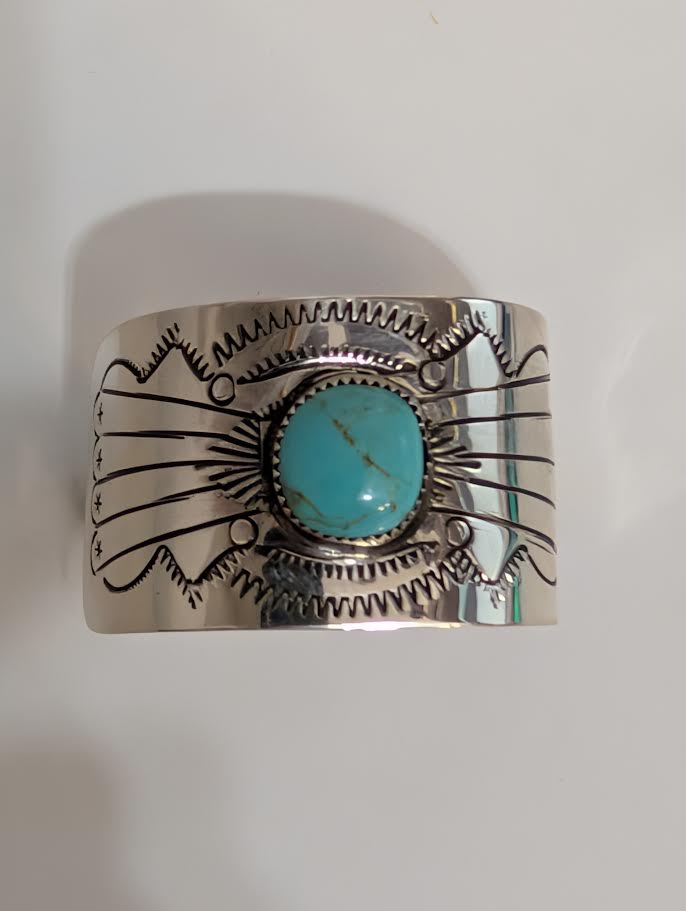 Sterling Silver and Turquoise Hair Barette, Joann Silver