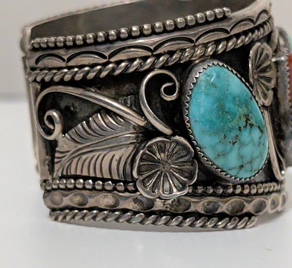 1970s Coral and Turquoise Bracelet