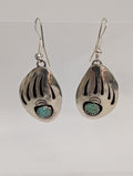Shadowbox earrings, paw print w Turq.