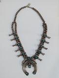 Squash Blossom Necklace w Turquoise, 23" by JM Haley