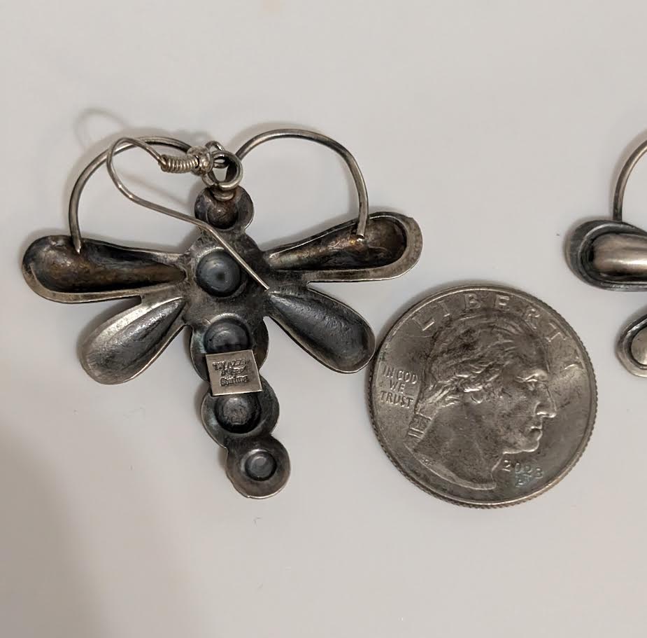 Yazzie Dragon Fly Earrings, Sterling silver