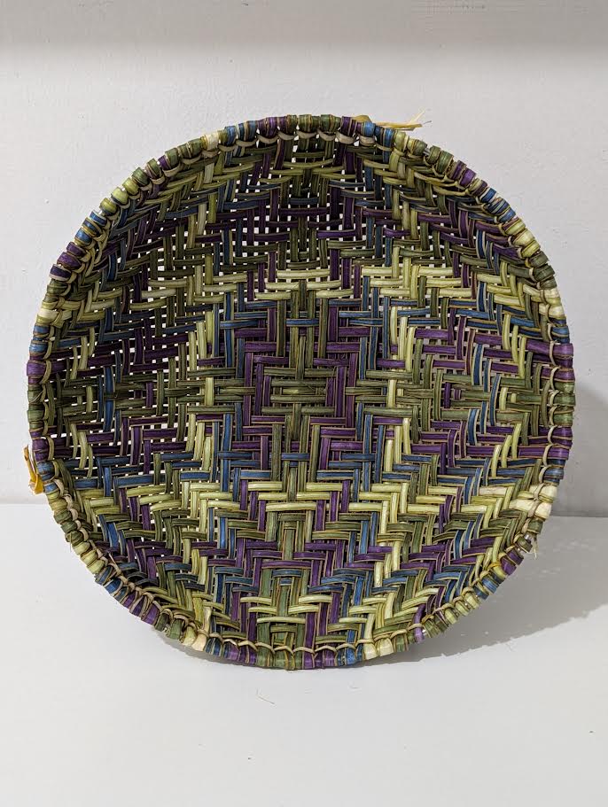 10"Hopi Basket, S Tenakhongva, Purple, Green Blue