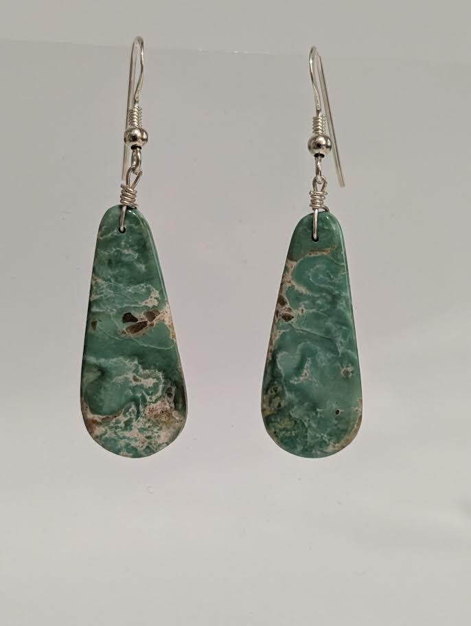 Light Green Turquoise Slab Earrings