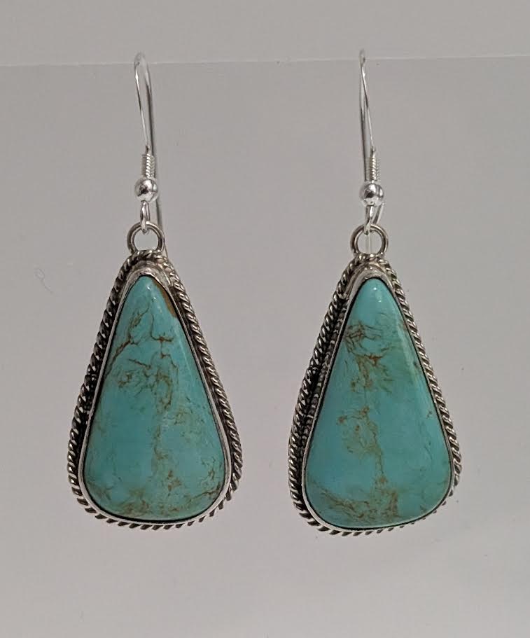 Turquoise Earrings, green, KY .925