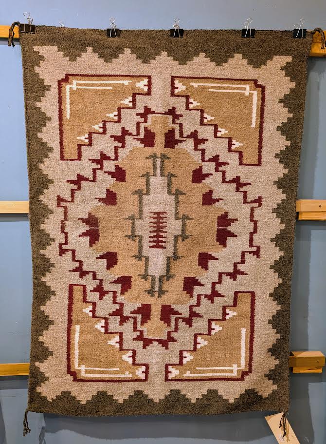 Navajo Rug Ganado Handcarded&Spun43x62(Alice Mae Curley)