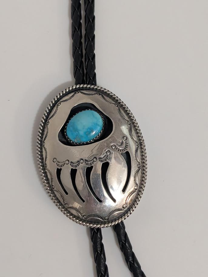 Bear Paw w Turquoise Center Bolo