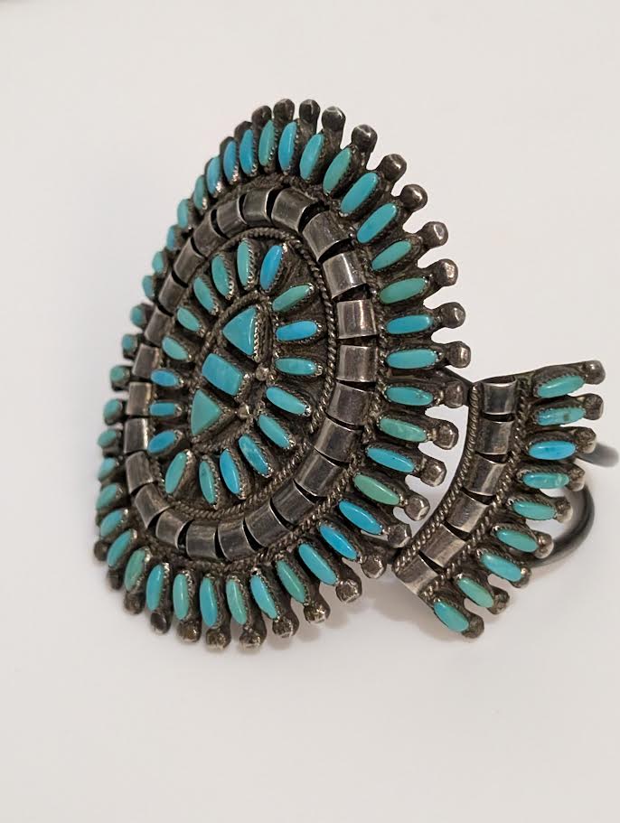 1960's Turquoise Zuni Needle Point Bracelet, B Etsate