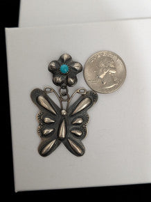 Sterling Silver Butterfly and Flower Earrings, Yazzie