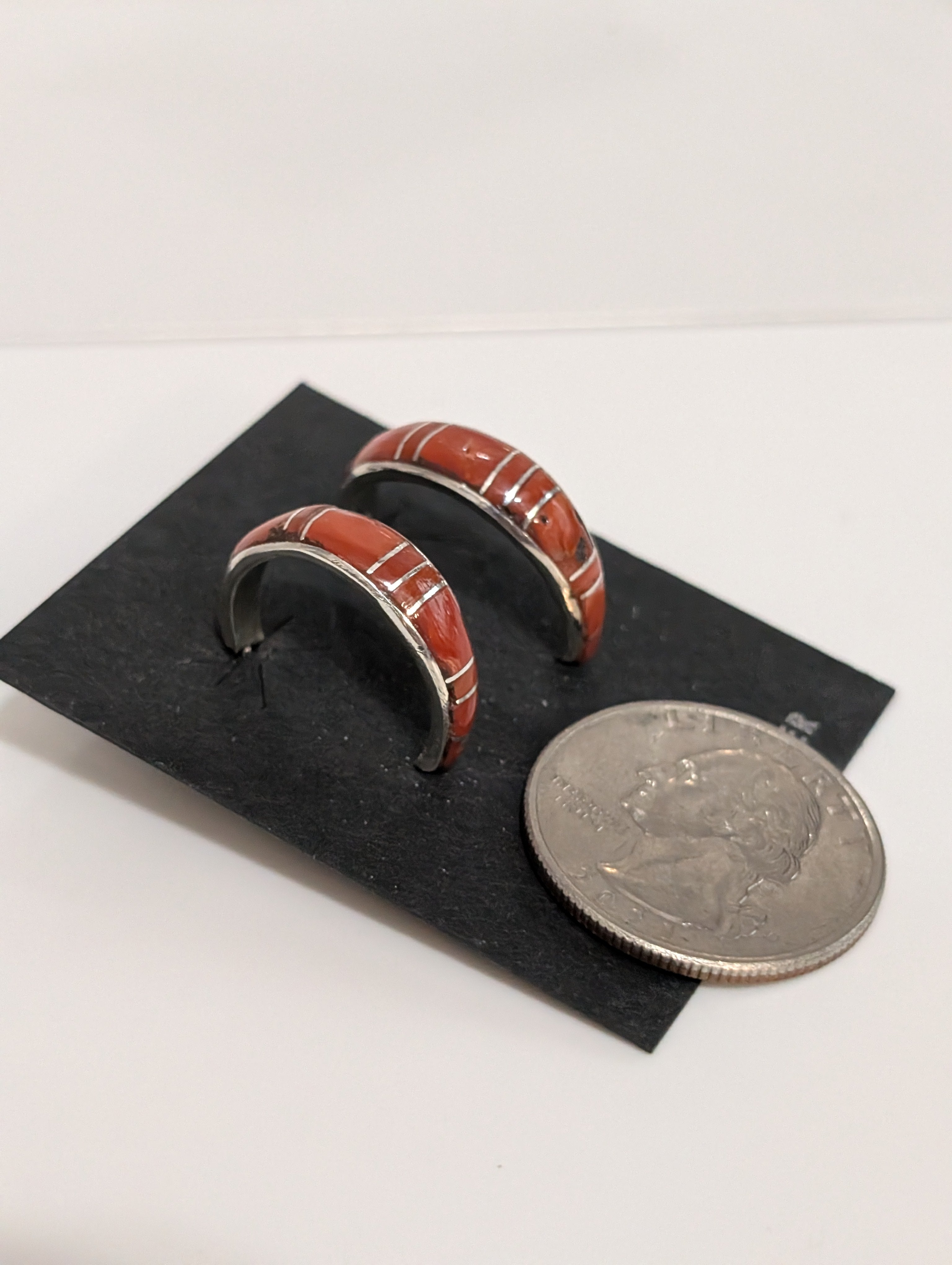 Coral Inlay Hoop Earrings