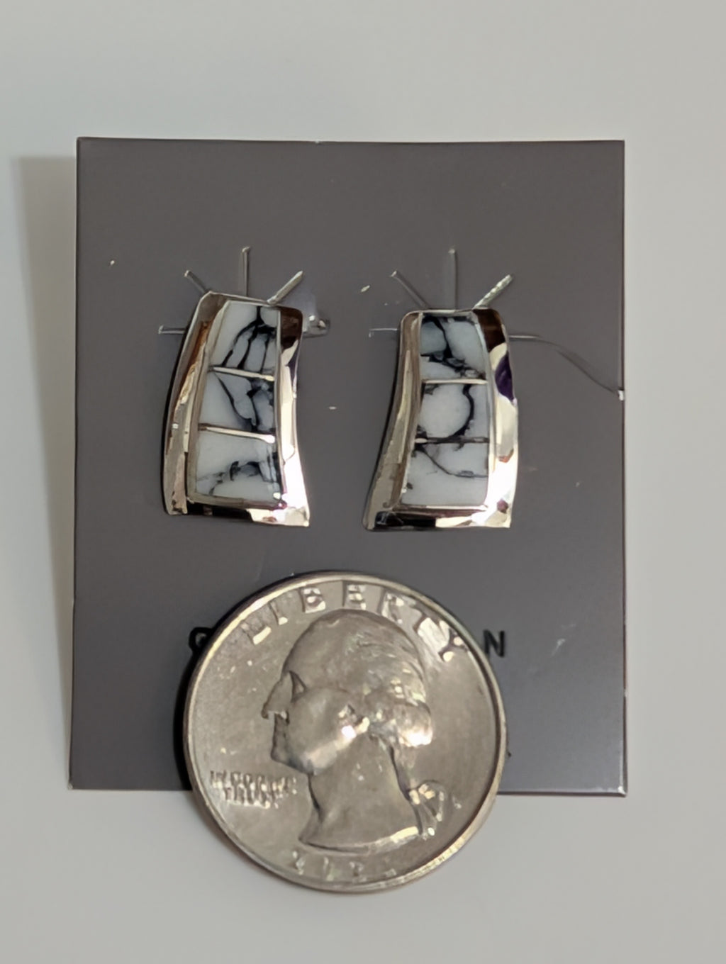White Buffalo Inlay Earrings, Cynthia Johnson