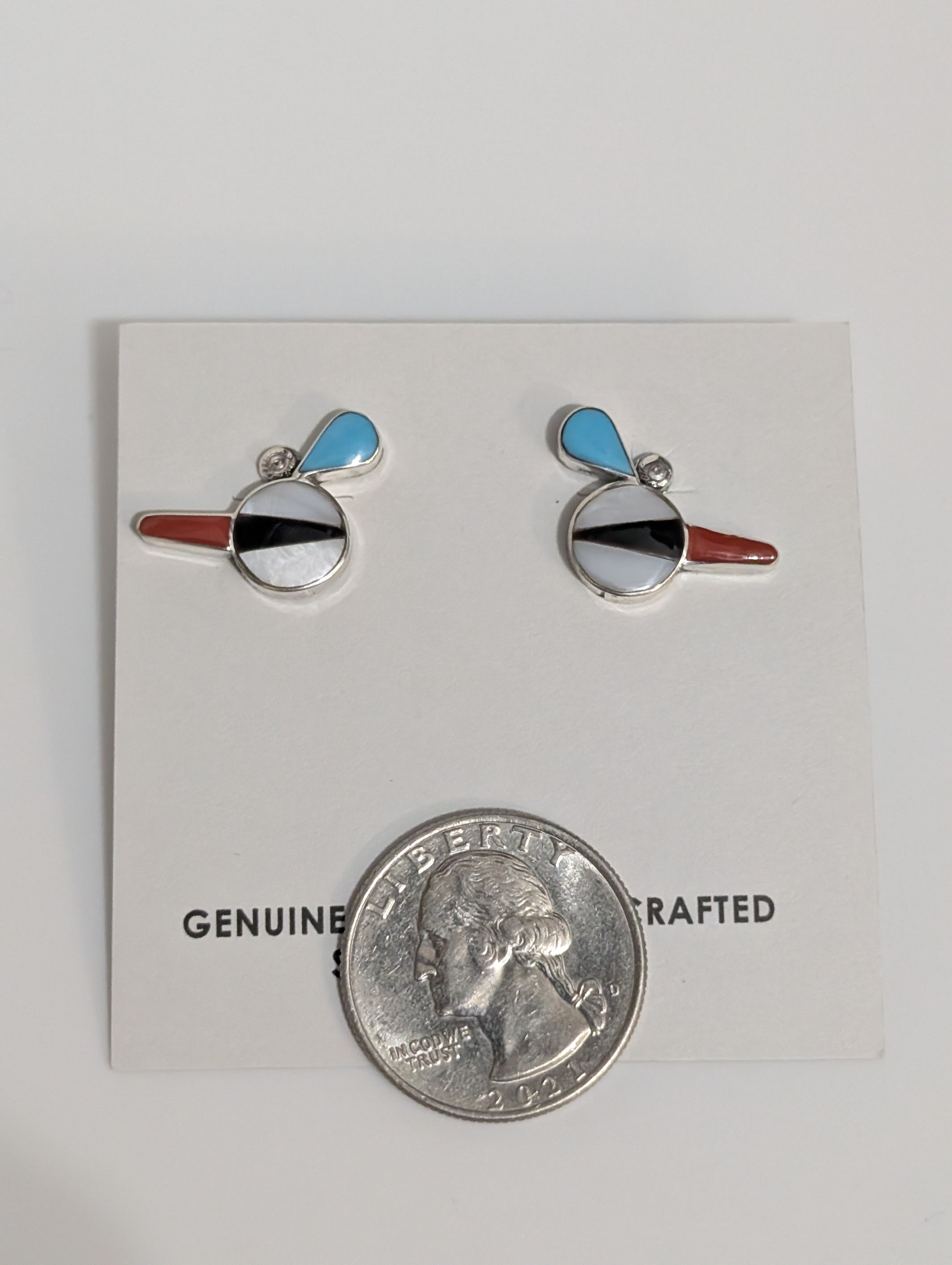 Legus Ahiyate Zuni Inlay Bird head earrings