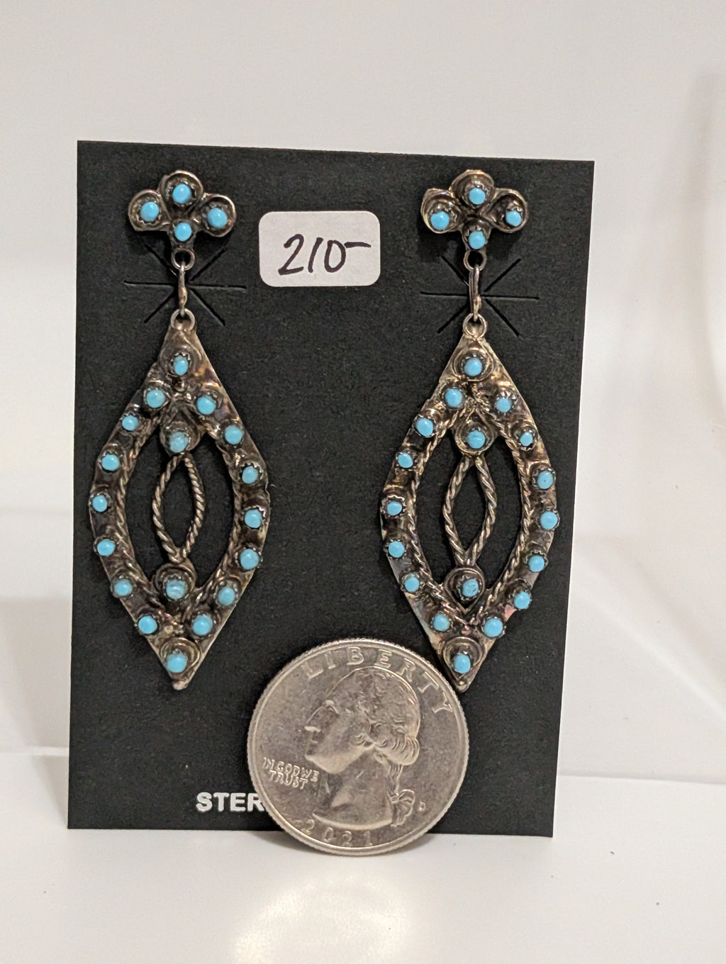 Zuni Needle Point  Earrings, Turquoise